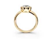 Solitaire Engagement Ring Setting for Round Cut Center with Wide Band and Bezel Head in Yellow Gold