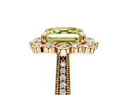 Milgrain Halo Engagement Ring Setting for Fancy Yellow Asscher Cut Center with Bezel Point Accents and Prong Head in Yellow Gold