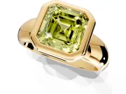 Solitaire Engagement Ring Setting for Fancy Yellow Asscher Cut Center with Wide Band and Bezel Head in Yellow Gold