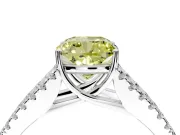 Solitaire Engagement Ring Setting for Fancy Yellow Cushion Cut Center with Pave Split Shank and Prong Head in Platinum