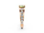 Solitaire Engagement Ring Setting for Fancy Yellow Princess Cut Center with Graduated Shared Prongs and Prong Head in Rose Gold