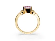 Solitaire Engagement Ring Setting for Fancy Pink Princess Cut Center with Twisted Band and Scroll Prong Head in Yellow Gold