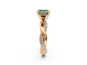 Solitaire Engagement Ring Setting for Fancy Green Asscher Cut Center with Pave and Plain Crossover and Basket Head in Rose Gold