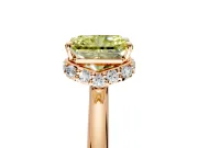 Hidden Halo Engagement Ring Setting for Fancy Yellow Radiant Cut Center with Plain Rounded Band and Prong Head in Rose Gold