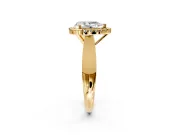 Halo Engagement Ring Setting for Pear-Shaped Center with Square Band and Prong Head in Yellow Gold