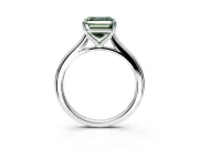 Solitaire Engagement Ring Setting for Fancy Green Asscher Cut Center with Narrow Cathedral Band and Prong Head in White Gold