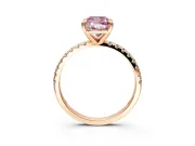 Solitaire Engagement Ring Setting for Fancy Pink Cushion Cut Center with Fine Pave Narrow Band and Prong Head in Rose Gold