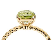 Solitaire Engagement Ring Setting for Fancy Yellow Radiant Cut Center with Plain Twisted Rope Band and Prong Head in Yellow Gold