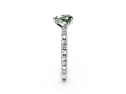 Solitaire Engagement Ring Setting for Fancy Green Heart-Shaped Center with Fine Pave Band and Claw Prong Head in Sterling Silver