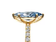 Solitaire Engagement Ring Setting for Fancy Blue Marquise Center with Pave Accents and Prong Head in Yellow Gold