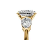 3 Stone Engagement Ring Setting for Radiant Cut Center with Large Pear-Shaped Accents and Prong Head in Yellow Gold