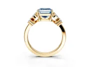 Floral Engagement Ring Setting for Fancy Blue Princess Cut Center with Marquise Cluster Shoulders and Prong Head in Yellow Gold