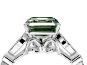 Solitaire Engagement Ring Setting for Fancy Green Asscher Cut Center with Marquise and Bezel Accents and Prong Head in Platinum