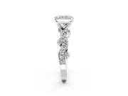 Solitaire Engagement Ring Setting for Radiant Cut Center with Bar-Station Pave Twist and Prong Head in Sterling Silver