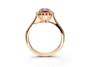 Starburst Halo Engagement Ring Setting for Fancy Pink Emerald Cut Center with Thin Round-Wire Band and Prong Head in Rose Gold