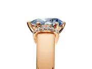 Solitaire Engagement Ring Setting for Fancy Blue Pear-Shaped Center with Wide Band, Pave Collar and Prong Head in Rose Gold