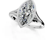 Solitaire Engagement Ring Setting for Marquise Center with V Split Shank and Bezel Head in Platinum