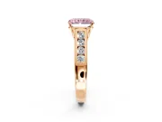 Solitaire Engagement Ring Setting for Fancy Pink Radiant Cut Center with Round Cut Channel Band and Prong Head in Rose Gold