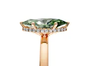 Hidden Halo Engagement Ring Setting for Fancy Green Marquise Center with Plain Band and Tall Prong Head in Rose Gold