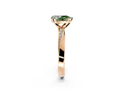 Side Accent Engagement Ring Setting for Fancy Green Pear-Shaped Center with Accent Shoulders and Prong Head in Rose Gold