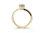 Solitaire Engagement Ring Setting for Radiant Cut Center with Large Accent Band and Prong Head in Yellow Gold