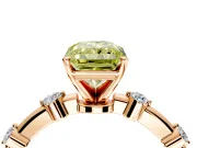 Solitaire Engagement Ring Setting for Fancy Yellow Radiant Cut Center with Bezel Station Band and Prong Head in Rose Gold