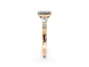 Bar-Set Engagement Ring Setting for Emerald Cut Center with Tapered Baguette Accents and Prong Head in Rose Gold