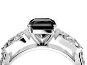 Channel-Set Engagement Ring Setting for Fancy Black Radiant Cut Center with Baguette Band and Prong Head in Platinum