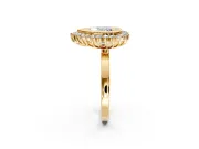 Halo Engagement Ring Setting for Heart-Shaped Center with Milgrain Bezel Rim, Plain Band and Prong Head in Yellow Gold