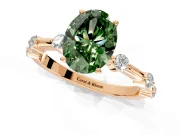 Solitaire Engagement Ring Setting for Fancy Green Oval Center with Bezel Station Band and Prong Head in Rose Gold