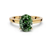 Solitaire Engagement Ring Setting for Fancy Green Oval Center with Basket Rail and Prong Head in Yellow Gold