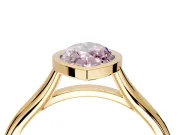 Solitaire Engagement Ring Setting for Fancy Pink Marquise Center with V Split Shank and Bezel Head in Yellow Gold
