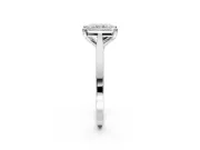 Solitaire Engagement Ring Setting for Radiant Cut Center with Tapered Shoulders and Prong Head in Platinum