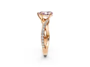 Crossover Engagement Ring Setting for Fancy Pink Pear-Shaped Center with Pave and Plain Strands and Prong Head in Rose Gold