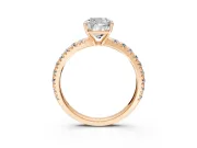 Solitaire Engagement Ring Setting for Cushion Cut Center with Large Accent Band and Prong Head in Rose Gold