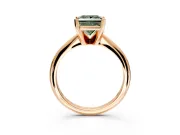 Solitaire Engagement Ring Setting for Fancy Green Princess Cut Center with Knife Ridge Band and Claw Prong Head in Rose Gold