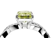 Crossover Engagement Ring Setting for Fancy Yellow Radiant Cut Center with Pave and Plain Strands and Prong Head in White Gold
