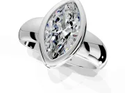 Solitaire Engagement Ring Setting for Marquise Center with Wide Band and Bezel Head in Platinum