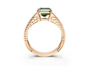 Split Shank Engagement Ring Setting for Fancy Green Asscher Cut Center with Pave Split Shank and Prong Head in Rose Gold