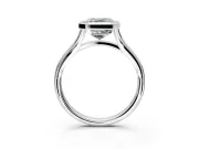 Solitaire Engagement Ring Setting for Asscher Cut Center with V Split Shank and Bezel Head in Platinum