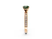 Milgrain Pave Engagement Ring Setting for Fancy Green Cushion Cut Center with Accent Band and Prong Head in Rose Gold