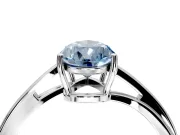 Solitaire Engagement Ring Setting for Fancy Blue Pear-Shaped Center with Plain Bypass Twist Band and Prong Head in White Gold
