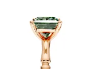 Solitaire Engagement Ring Setting for Fancy Green Princess Cut Center with Bamboo Band and Prong Head in Rose Gold
