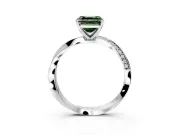 Side Accent Engagement Ring Setting for Fancy Green Asscher Cut Center with Accent Shoulders and Prong Head in Platinum