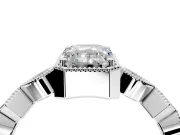 Milgrain Bezel Engagement Ring Setting for Emerald Cut Center with Marquise Stations and Bezel Head in Platinum