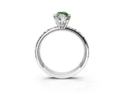Solitaire Engagement Ring Setting for Fancy Green Marquise Center with XO Engraved Band and Prong Head in Platinum