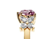 Floral Engagement Ring Setting for Fancy Pink Heart-Shaped Center with Marquise Cluster Shoulders and Prong Head in Yellow Gold