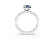 Milgrain Pave Engagement Ring Setting for Fancy Blue Oval Center with Accent Band and Prong Head in White Gold