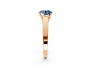 Solitaire Engagement Ring Setting for Fancy Blue Round Cut Center with Tapered Split Shoulders and Prong Head in Rose Gold