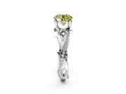 Solitaire Engagement Ring Setting for Fancy Yellow Round Cut Center with Pave and Plain Crossover Band and Prong Head in Sterling Silver